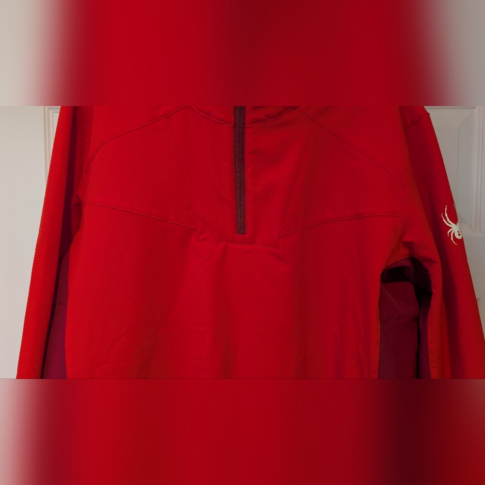 Spyder Men's Two Tone Red 1/4 Quarter Zip Weather Resistant Pullover Jacket XXL - Picture 6 of 14